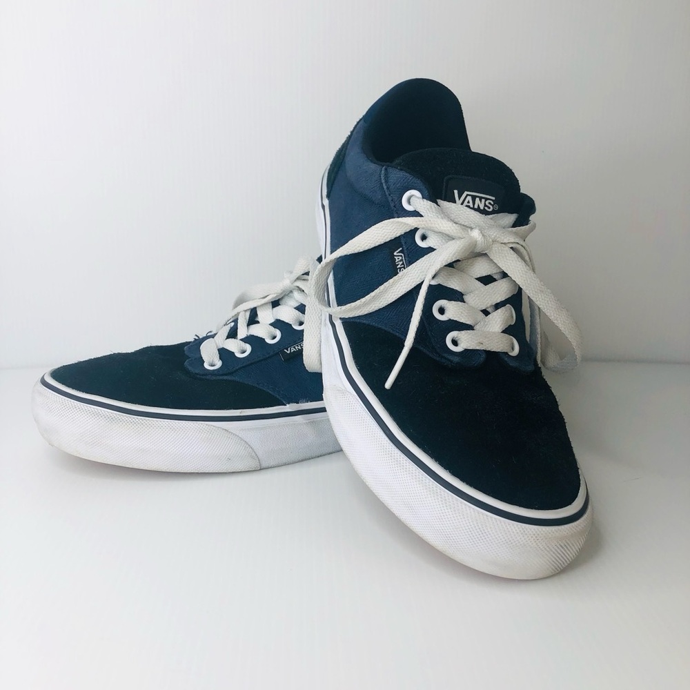 VANS Atwood Deluxe Navy Blue Skate Sneaker Men’s 9.5 Low Top Suede Canvas Shoes